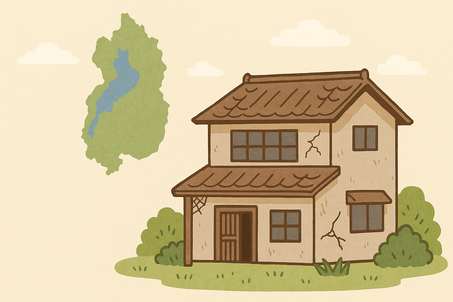 滋賀県　空き家のイラスト