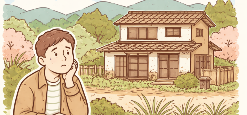 岩手県のにある空き家になった実家を心配する男性