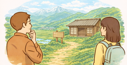 中国地方で空き家を探す男女