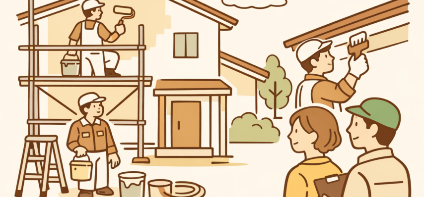 外壁塗装工事のイラスト